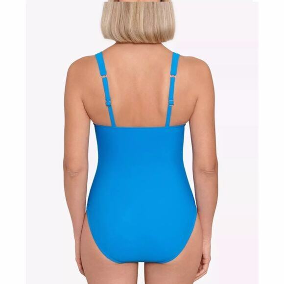 Swim Solutions Tummy Control Plunge One Piece swimsuit copen blue - 8 - Picture 2 of 13